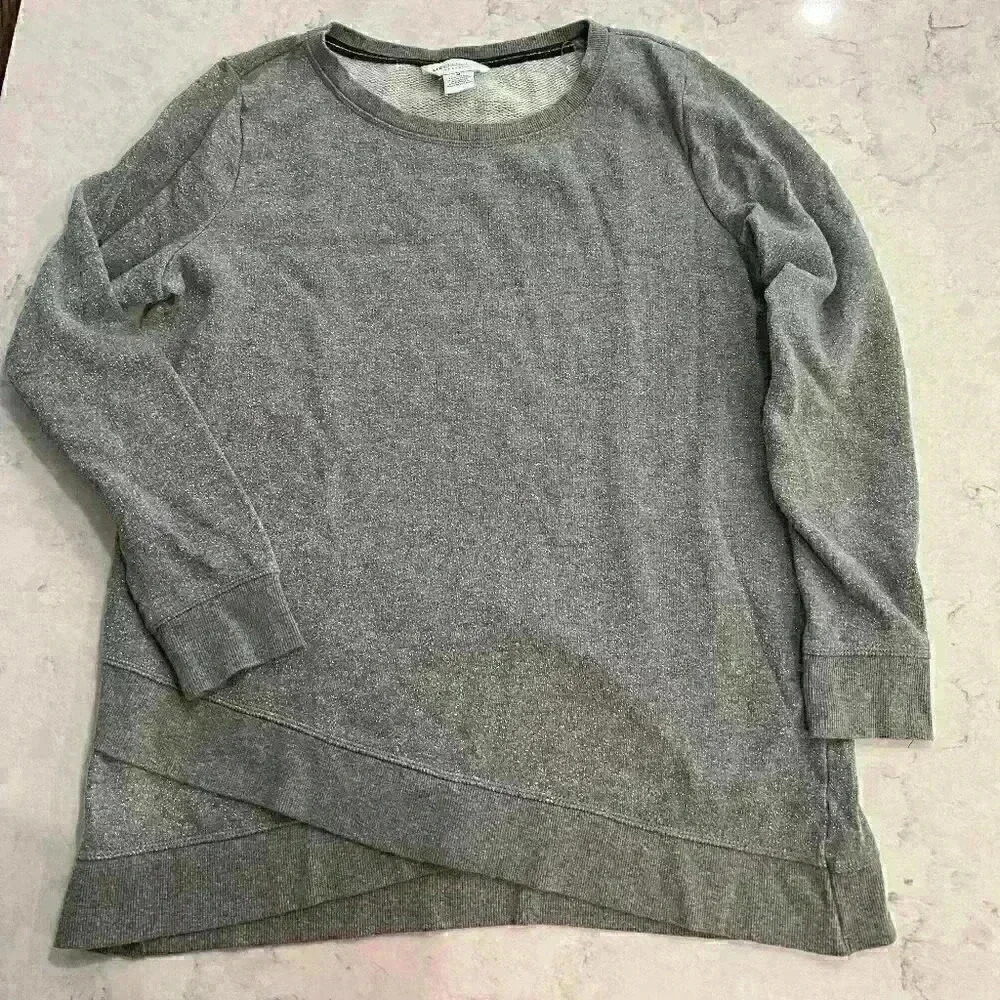 Liz Claiborne Sparkle Gray Sweatshirt/Sweater with cross cross design